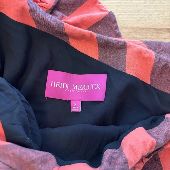 One-Shoulder Ruffle Midi Skirt in Rust and Black Stripe - Picture 4 of 11